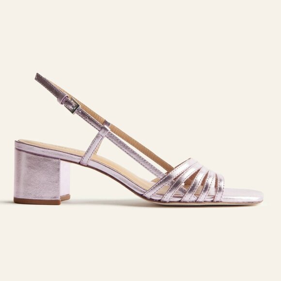 NWOT Reformation Eleonora Sling Back Block Heel Sandal in Pink Pearl -- Size 7.5 - Picture 2 of 9
